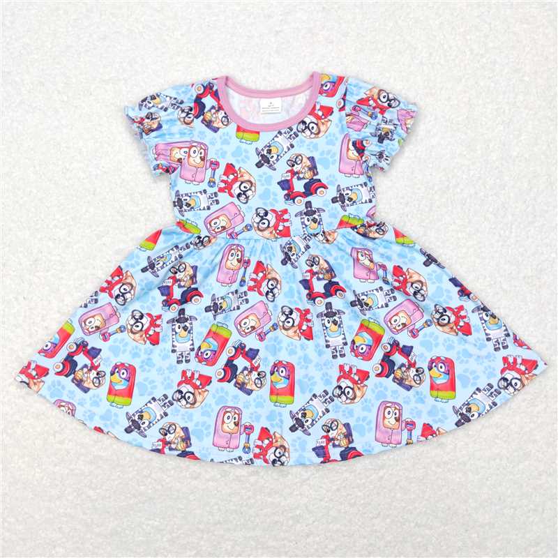 GSD0575 Cartoon dog bluey blue short-sleeved dress