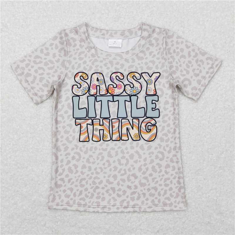 GT0401 Floral sassy little thing leopard short sleeves girls shirt