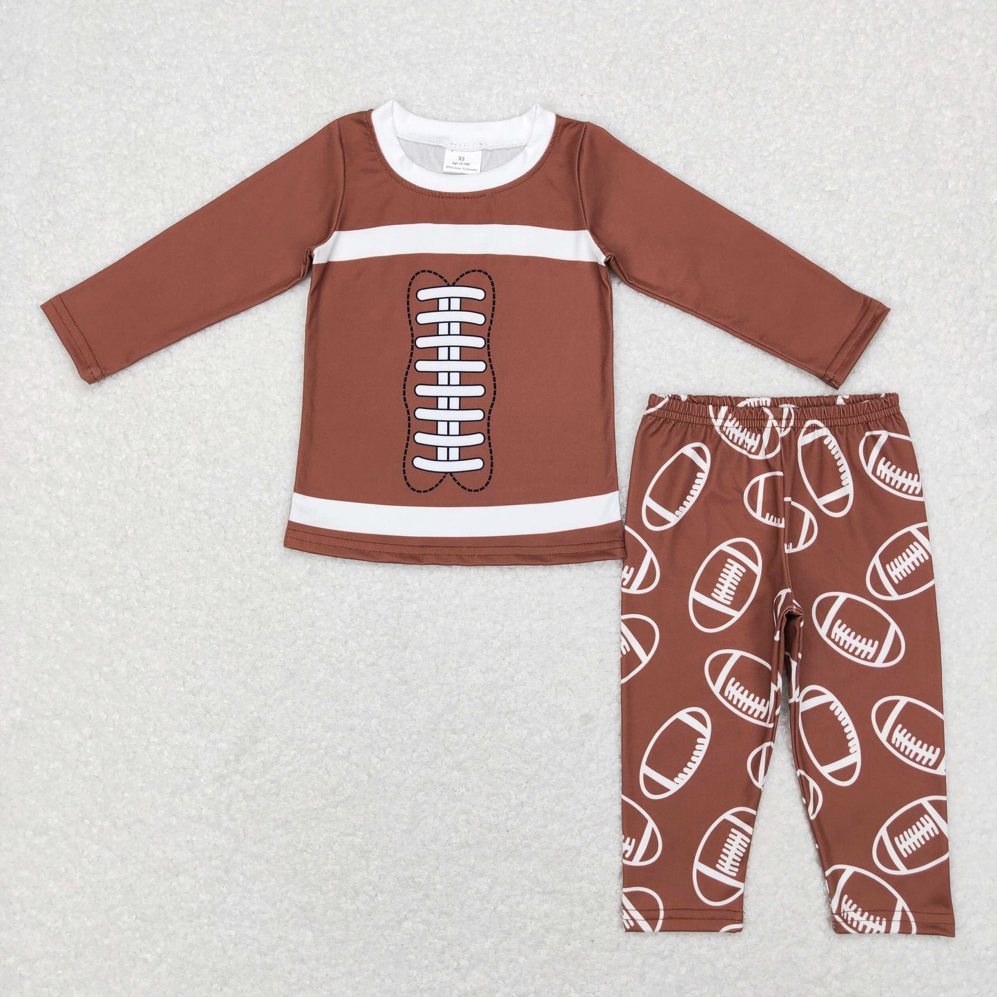 BLP0426Brown football top pants kids pajamas