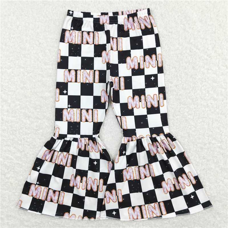P0345 Mama And Mini Checkered Bell Flare Bottom Pants