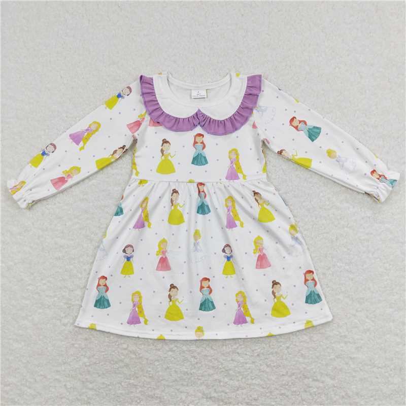GLD0478 Baby Girls Princess Long Sleeve Knee Length Dresses