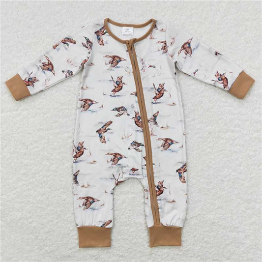 USA Shop (in stock)LR0816 Duck brown zip-up long-sleeved jumpsuit