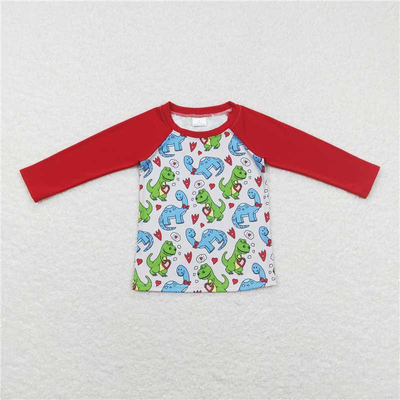 BT0471 Baby Boys Valentines Long Sleeve Dinosaurs Hearts Brother Sister Designs