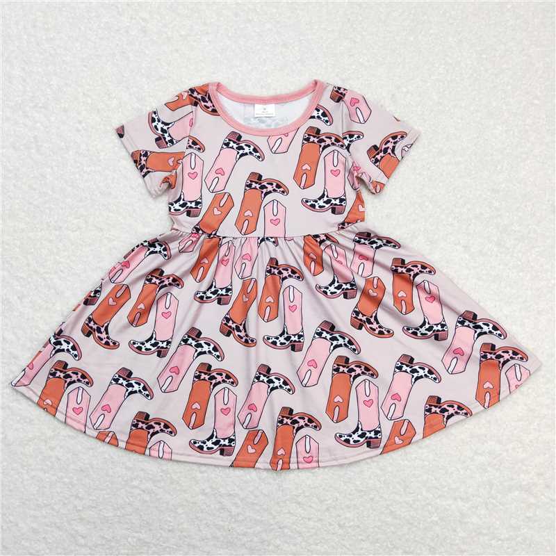 GSD0542 Short sleeves boots western girls dresses