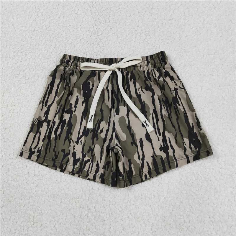USA Warehouse (IN STOCK) S0194 Olive camo kids boy summer swim trunks