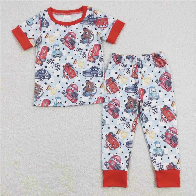 BSPO0315 Baby Boys Racing Car Shirts Pants Pajamas Clothes Sets