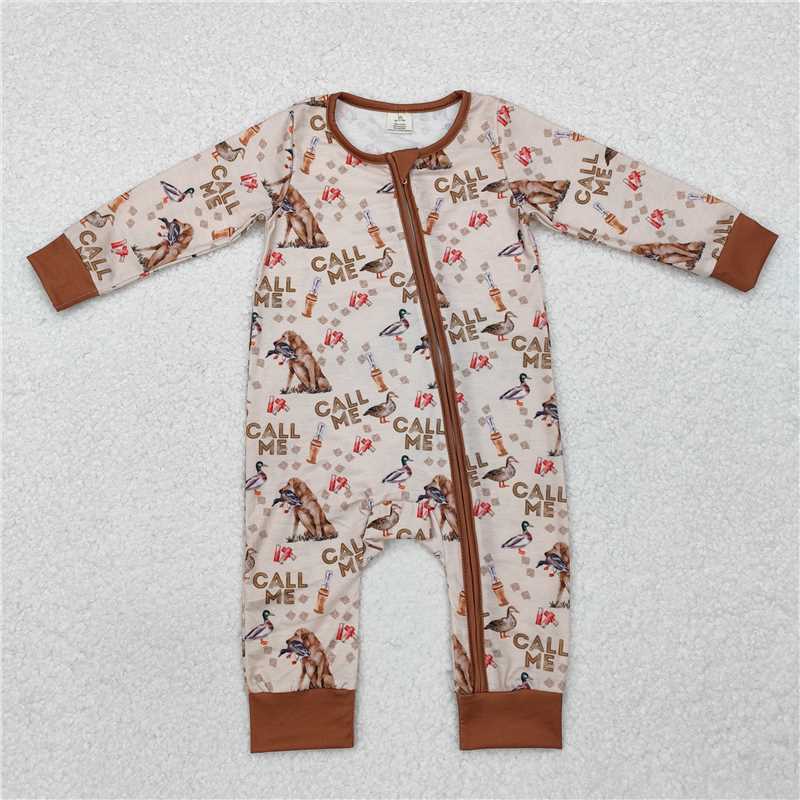 USA Shop (in stock) LR1991 call me modal duck puppy brown zipper long sleeve jumpsuit