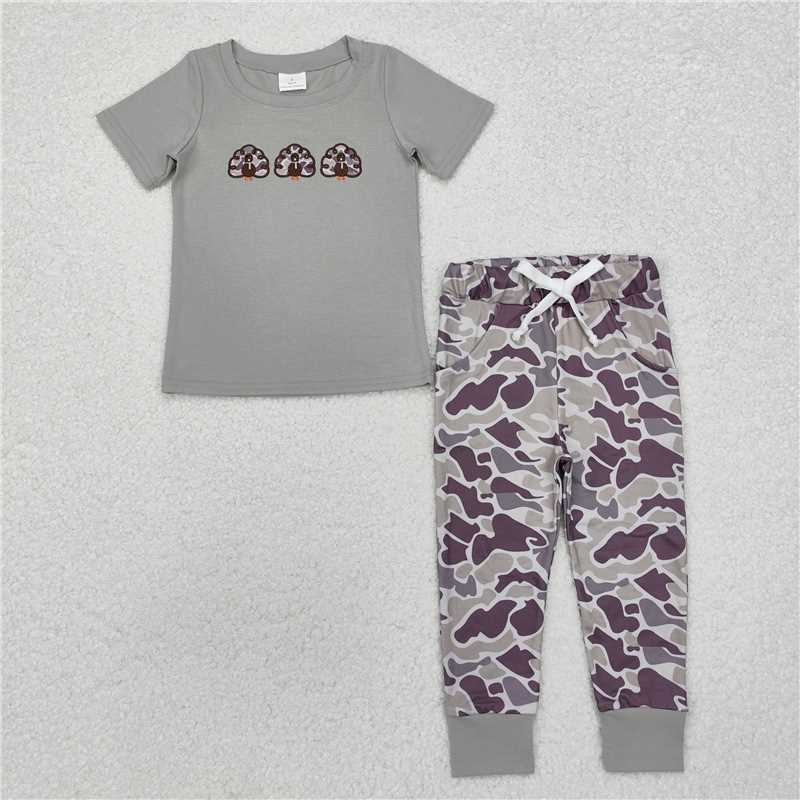 BSPO0482 Baby Boys Thanksgiving Turkey Top Camo Pants Clothes Sets