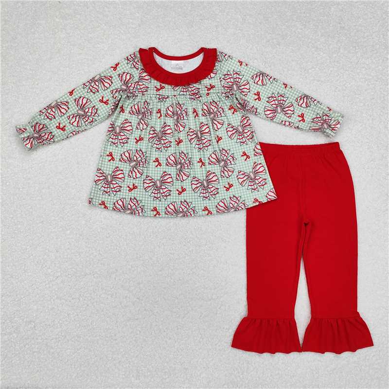 GLP2051Christmas tree cakes bow tunic ruffle pants girls clothes