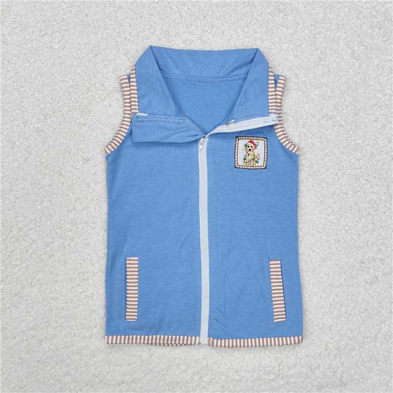 BT0860 Baby Kids Christmas Dog Zip Pocket Vest Tops