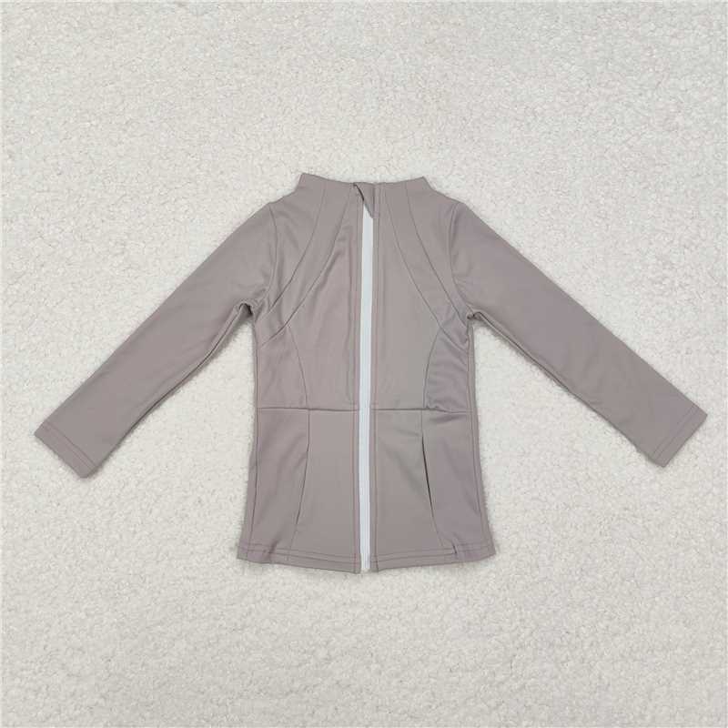 GT0679 Baby Girls Grey Zip Pocket Yoga Active Wear Jackets