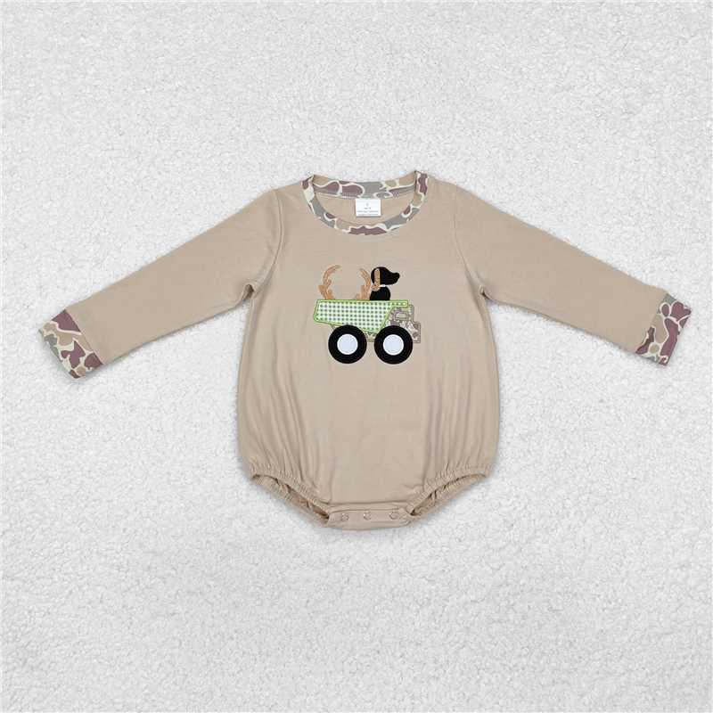 RTS LR1825 Embroidered Deer Horns Puppy Truck Camouflage Long Sleeve Bodysuit
