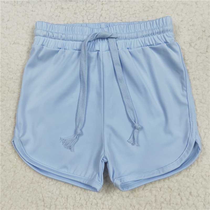 12.23 RTS NO MOQ (In stock)Matching SS0505 Baby Girls Light Blue Elastic Yoga Shorts Bottoms