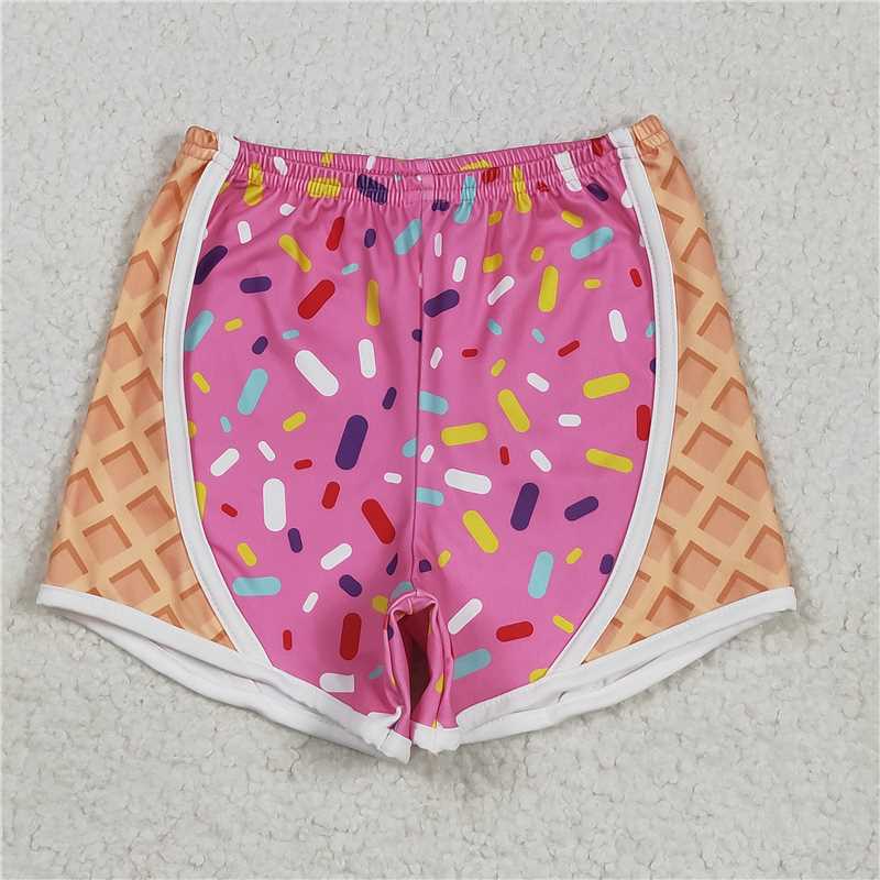 12.23 RTS NO MOQ (In stock)Matching SS0570 Baby Girls Pink Ice-cream Drip Yoga Shorts Bottoms