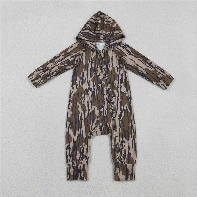 USA Warehouse (IN STOCK) LR2814 Baby Boys Southern Olive Camo Hoodie Two Way Zip Convertible