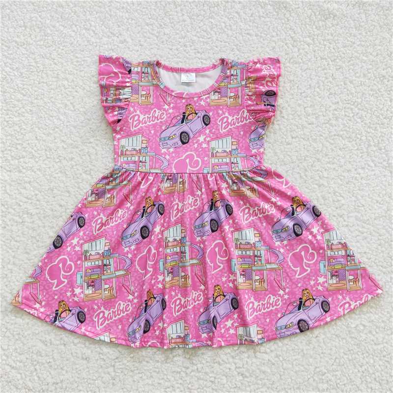 GSD0465 Barbie star pink flying sleeve dress