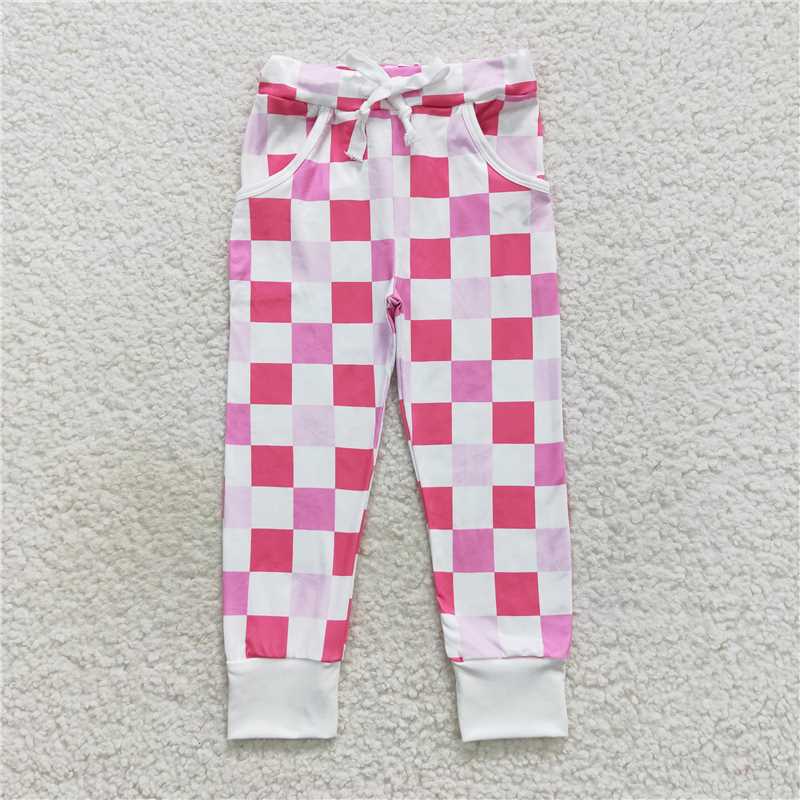 P0293 Baby Girls Pink Checkered Bottom Pants