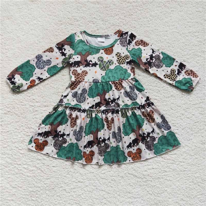 GLD0260 Baby Girls Animal Tree Knee Length Dresses