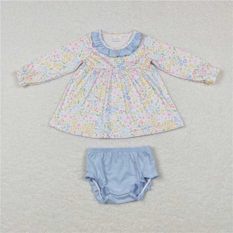 GBO0193 Baby Girls Spring Flowers Top Bummie Sets