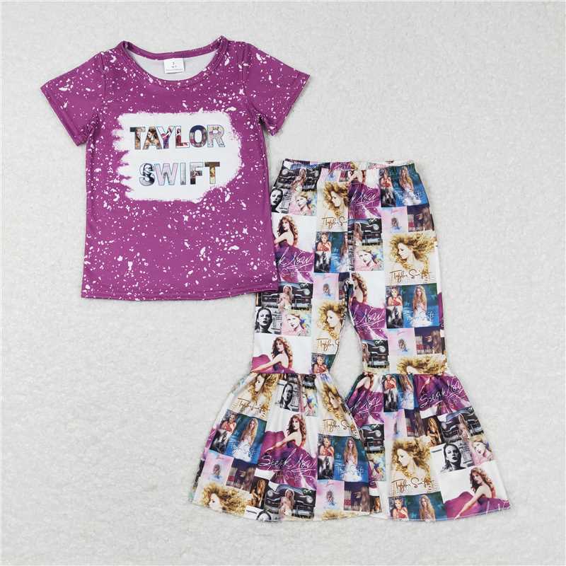 GSPO1140 Taylor Swift purple short-sleeved trousers suit