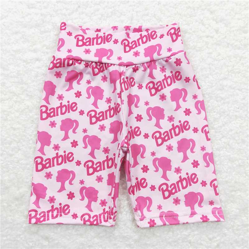 SS0143 barbie letter head flower pink cycling shorts