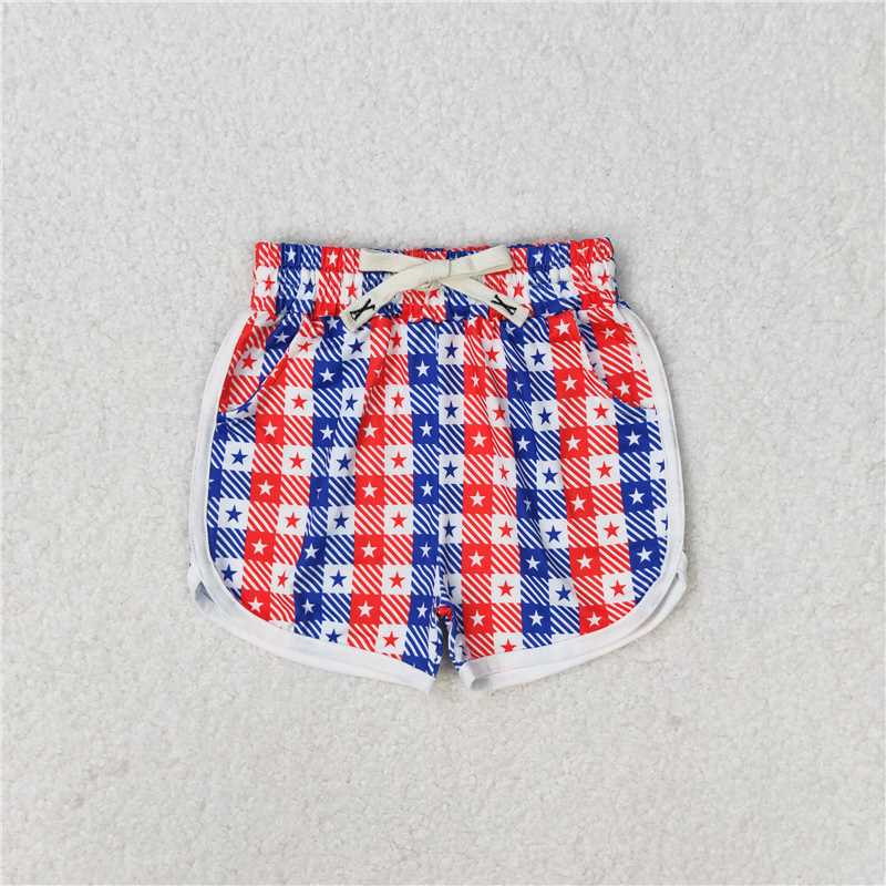 SS0253 Baby Girls 4th Of July Stars Summer Shorts
