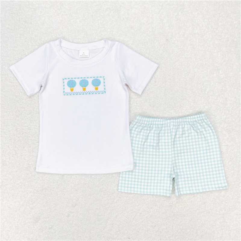 BSSO0784 Baby Boys Hot Balloons Shirt Top Green Shorts Clothes Sets Regular price$9.00 USD