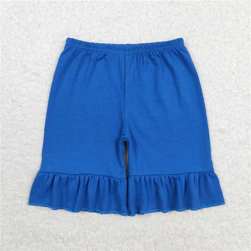SS0349 Baby Girls Summer Blue Ruffles Shorts Bottoms