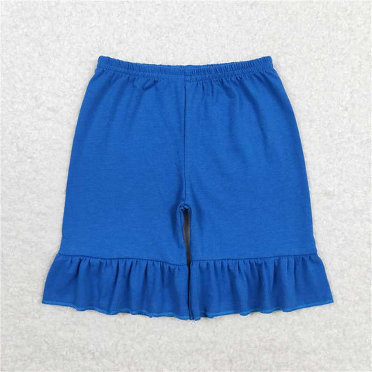 SS0349  Baby Girls Summer Blue Ruffles Shorts Bottoms