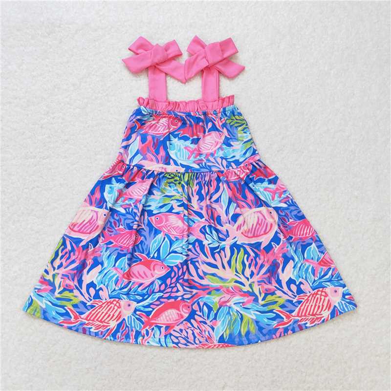 GSD1172 Baby Girls Straps Fishes Knee Length Dresses