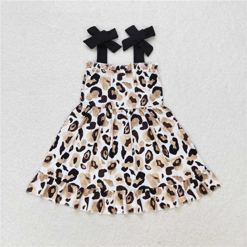 GSD0919 Baby Girls Straps Gold Leopard Sibling Sister Rompers Dresses Clothes Sets