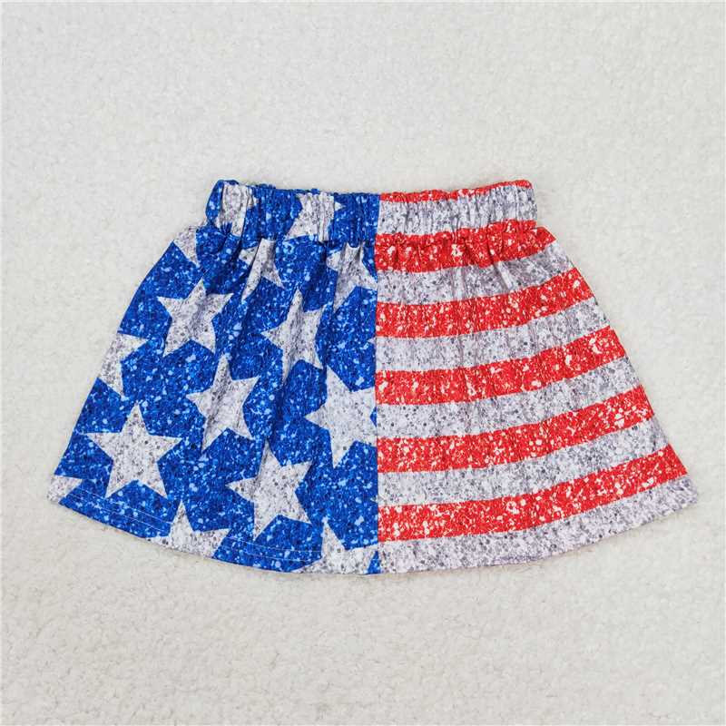 GLK0024 Baby Girls 4th Of July Stars Stripes Skirts Bottoms
