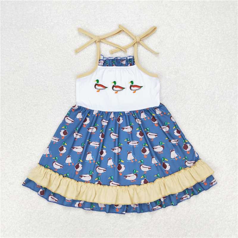 GSD0891Straps duck ruffle baby girls summer dress
