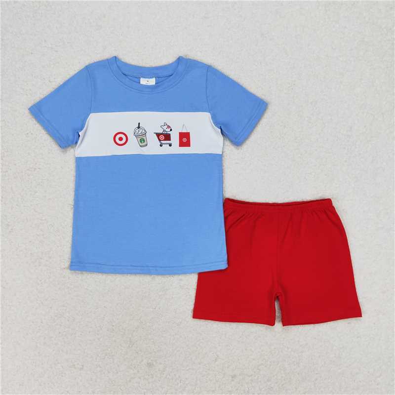 BSSO0894 Baby Boys Coffee Cart Short Sleeve Tee Shirts Tops Shorts Clothes Sets