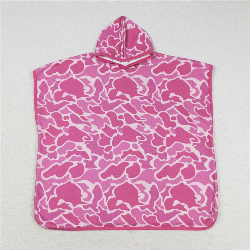 S0438 Baby Kids Children Girls Pink Camo Terry Swim Towel Cover Ups
