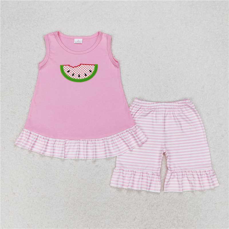 GSSO1239Sleeveless pink watermelon girls summer clothes