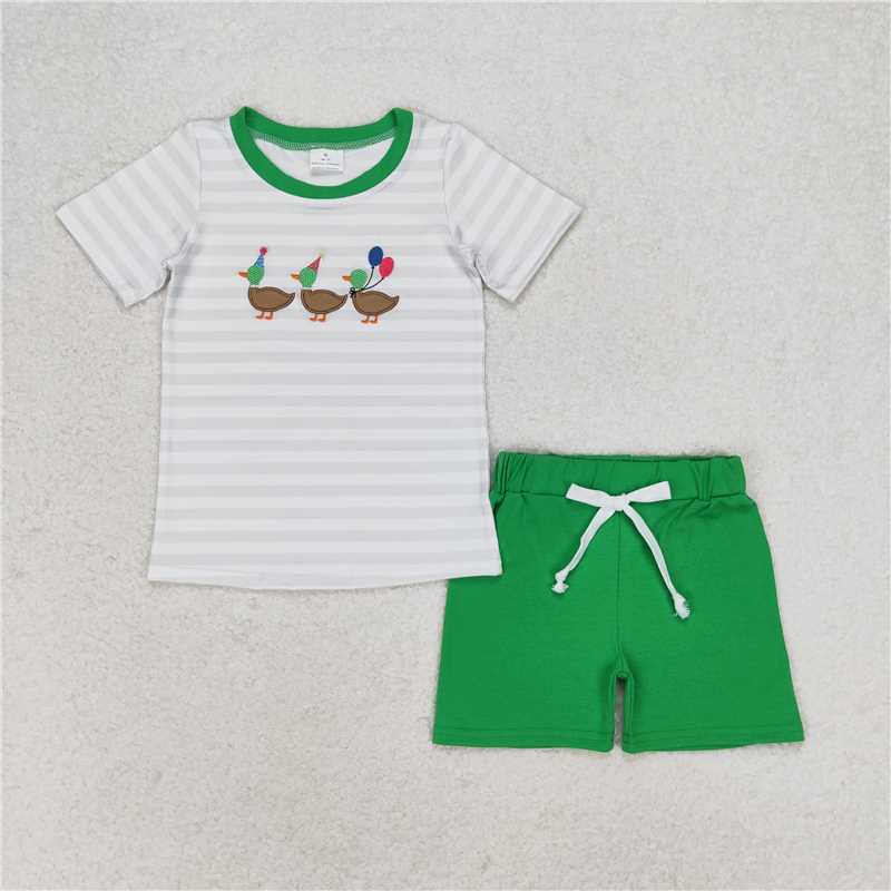 BSSO0926 Baby Boys Duck Birthday Tunic Top Shorts Clothes Sets