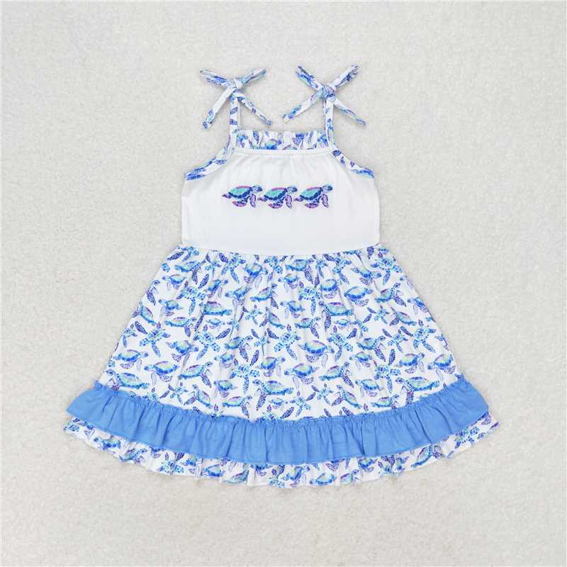 GSD1233 Baby Girls Boys Sibling Turtles Top Blue Summer Clothes Sets