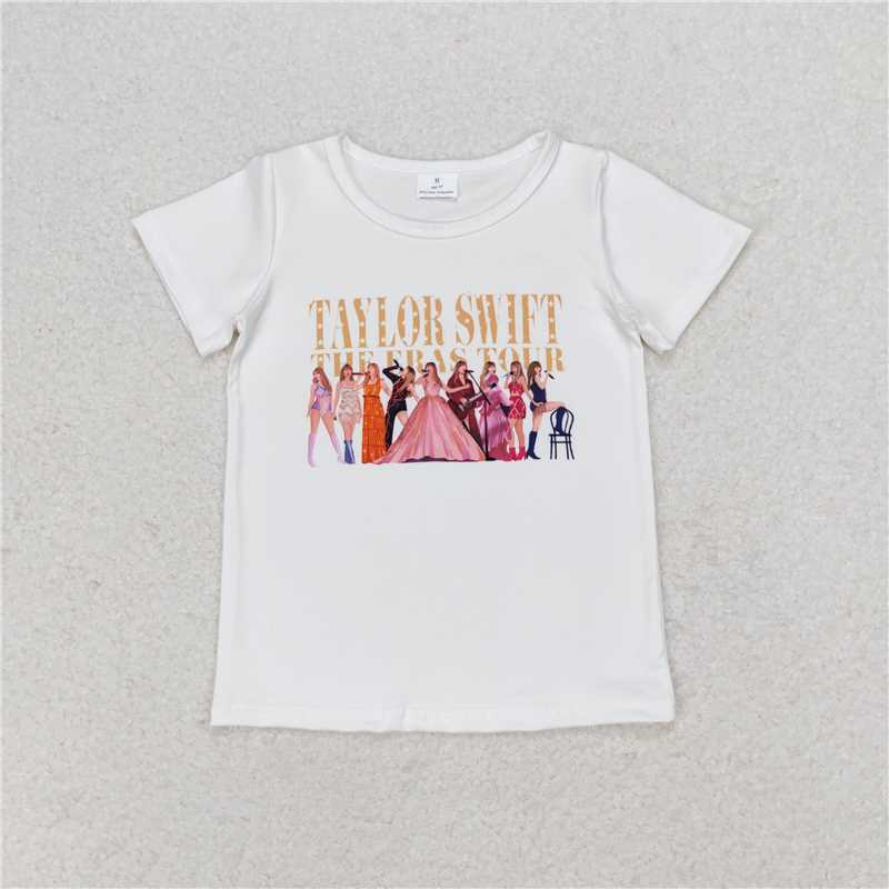 GT0532 Baby Girls Taylor Swift White Color Short Sleeve T-shirt Top