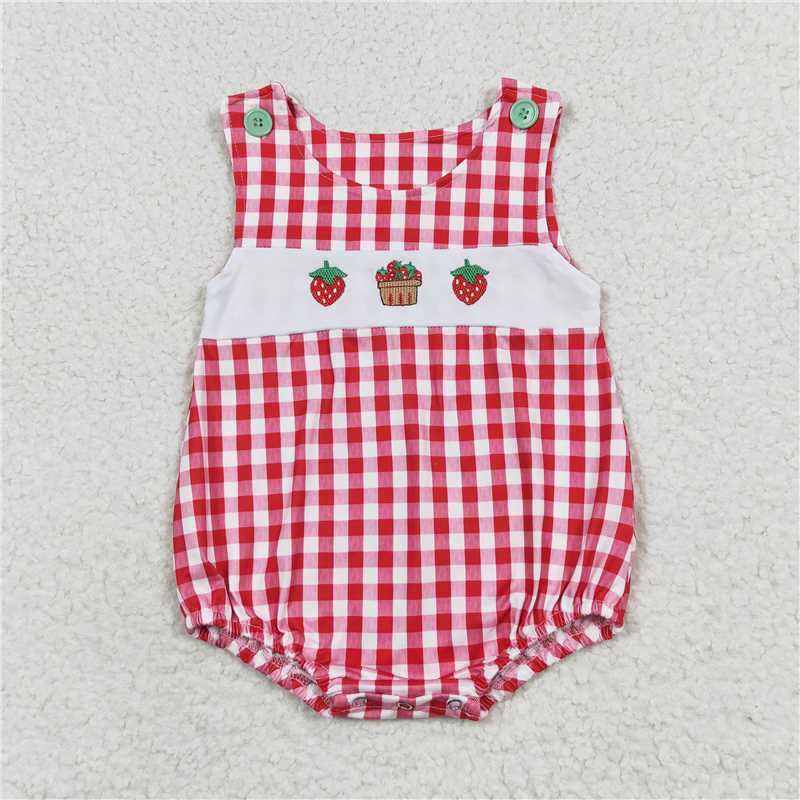 SR1468 Baby Boys Red Strawberry Cake Sibling Brother Rompers Clothes Sets