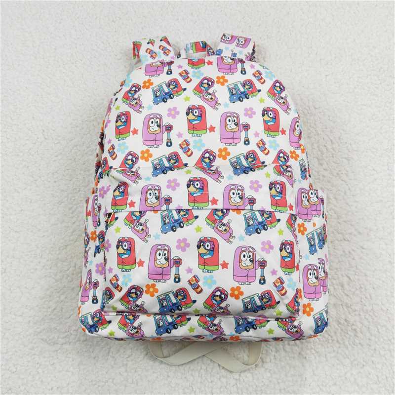 BA0186 Baby Girls Dogs Flowers Backpack Back Bags