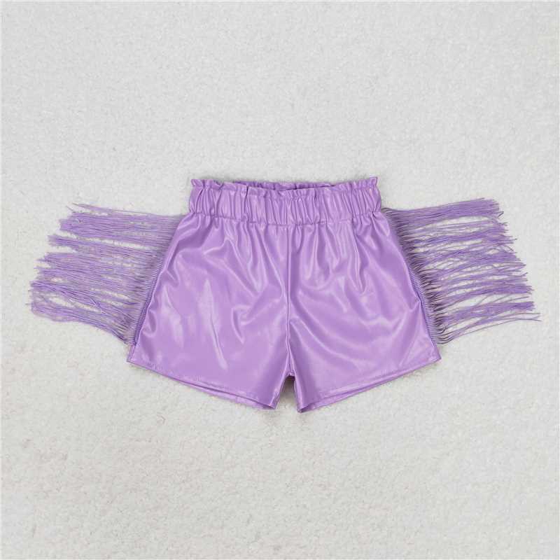 SS0251 Baby Girls Tassels Fashion Sibling Sister Pleather Shorts