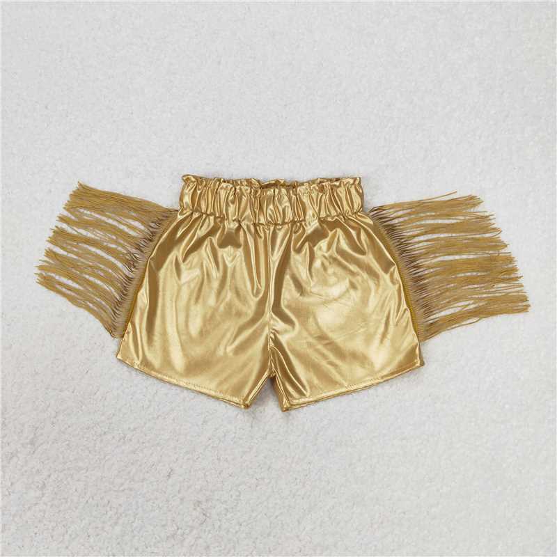 SS042 Baby Girls Tassels Fashion Sibling Sister Pleather Shorts