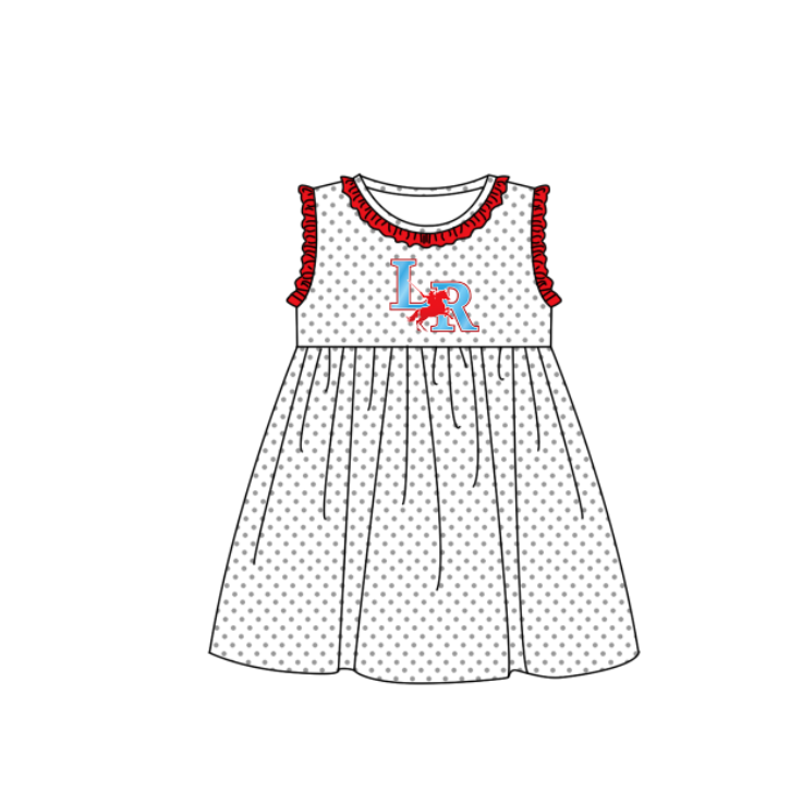 CUSTOM MOQ 5 Sibling Boys Baby Girls Red LR Top Shorts Clothes Set Knee Length Dress Rompers