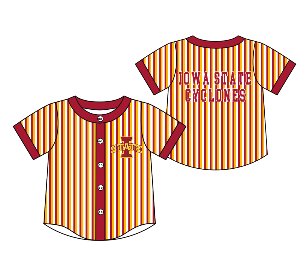 CUSTOM MOQ 5 Cute Kids Clothing Baby Kids Red Orange Stripe Short Sleeve Team T-shirts Top
