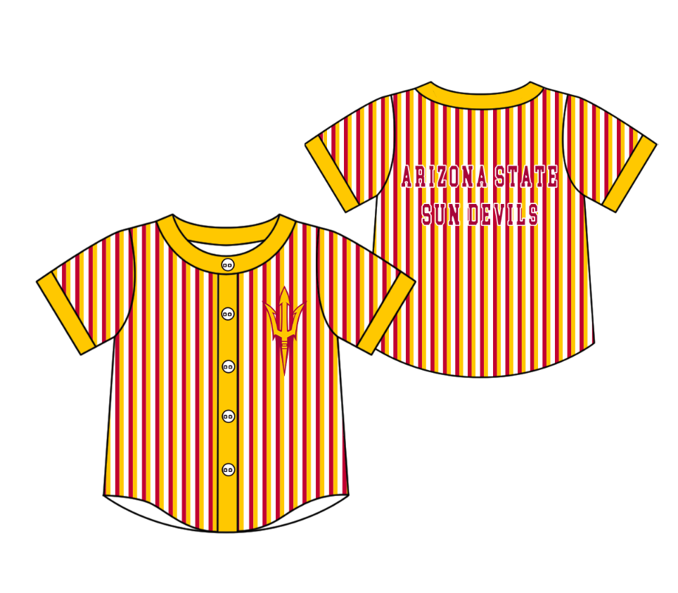 3.5 CUSTOM MOQ 5 Cute Kids Clothing Baby Kids Yellow Red Stripe Short Sleeve Team T-shirts Top