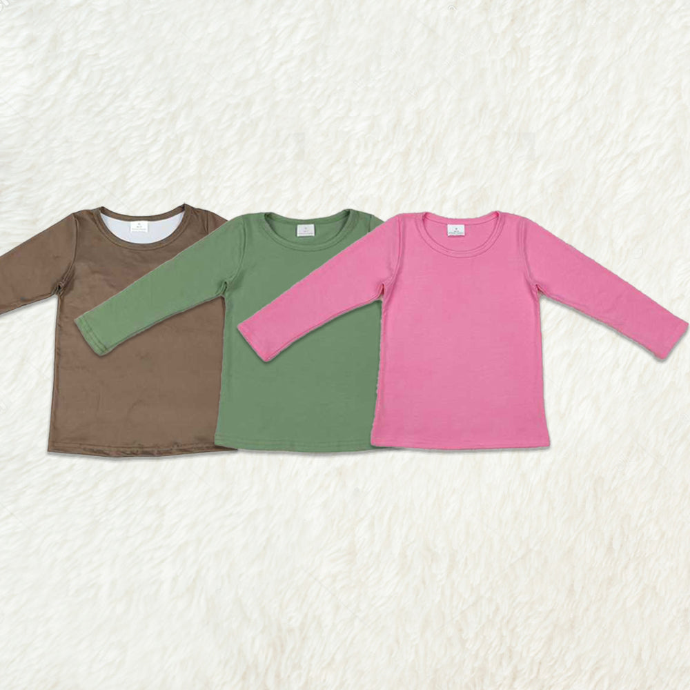 6.07 Olive Solid Long Sleeves Baby Kids Shirt for Boys And Girls Toddler Clothing Comfortable Soft Polyester Button Placket