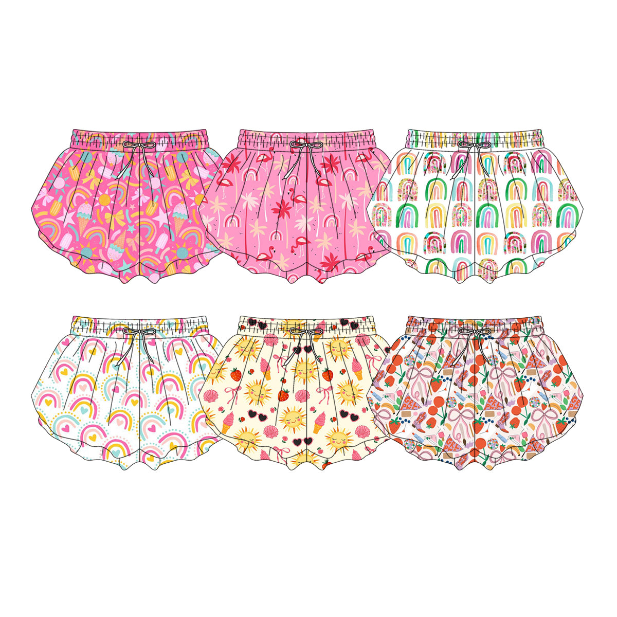 CUSTOM MOQ 5 Sibling Baby Girls 6 Colors Summer Bottom Shorts