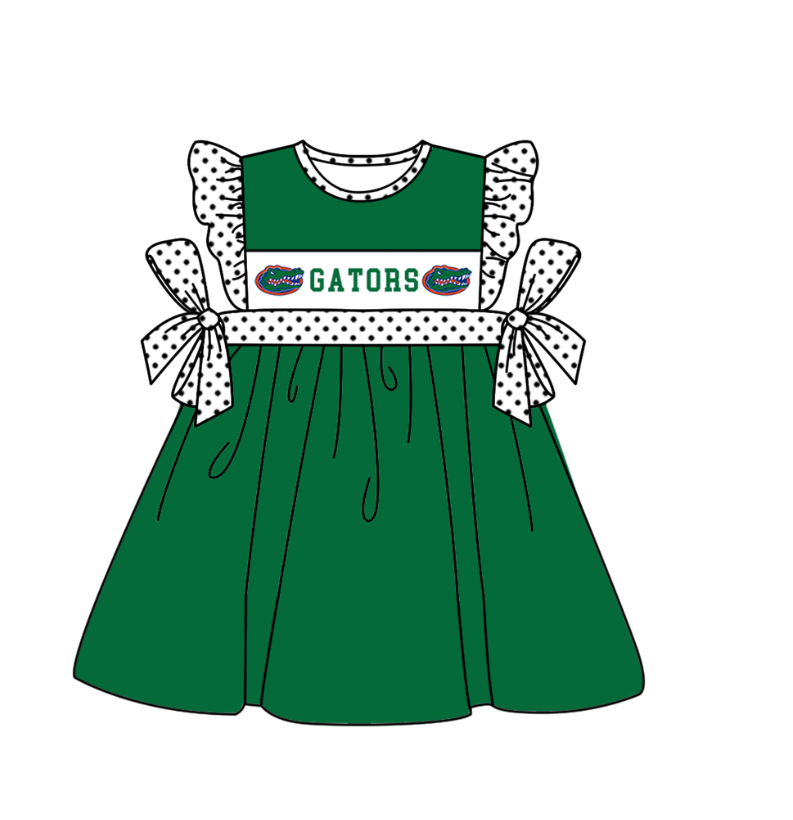 CUSTOM MOQ 5 Sibling Boys Baby Girls Green Polka Dots Top Shorts Clothes Set Knee Length Dress Rompers