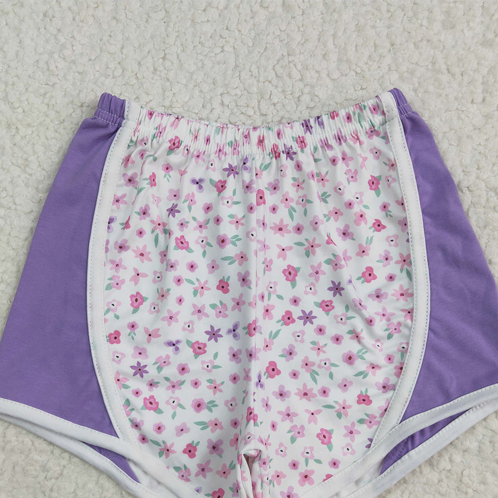 6.19 SS0524RTS NO MOQ Baby Girls Shorts Baby Girls Lavender Floral Strawberry Shorts Bottoms